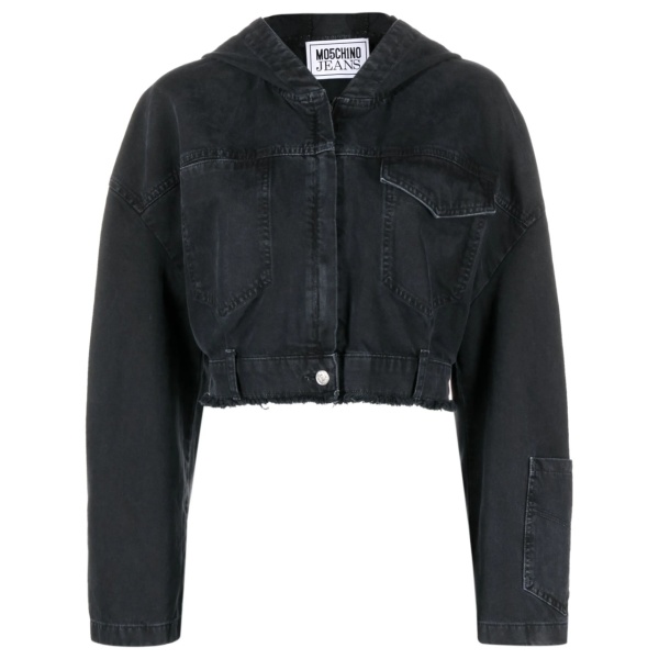 cropped denim hooded jacket