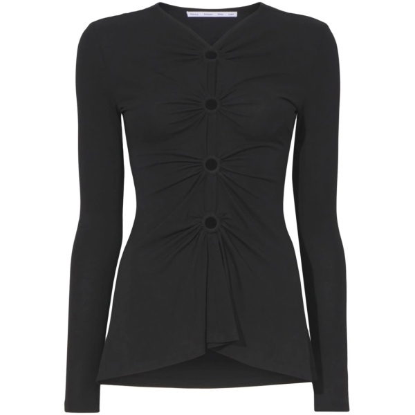 cut-out detailed long-sleeved top