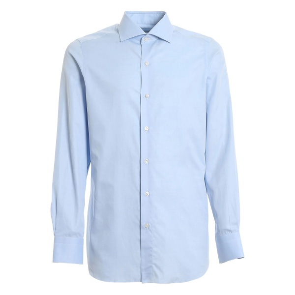 cutaway-collar cotton shirt