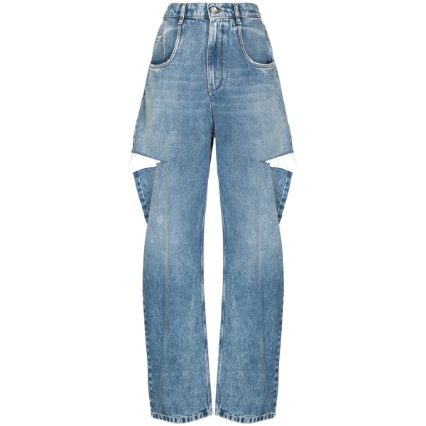 distressed straight-leg jeans