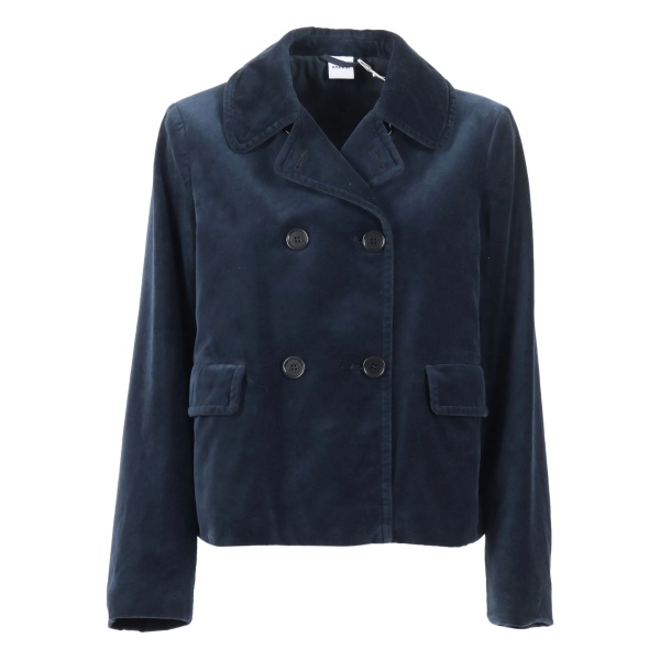 double-breasted velvet-texture jacket