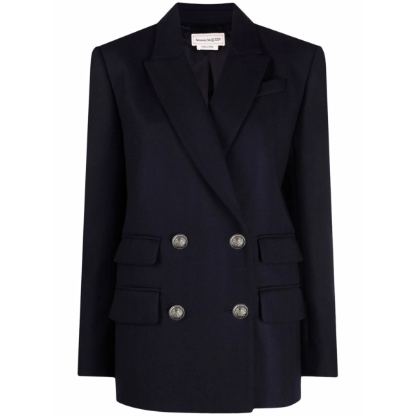 double-breasted wool-blend blazer