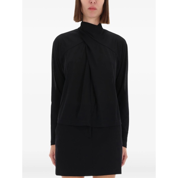 draped high-neck top