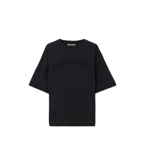 embroidered curved-logo double T-shirt
