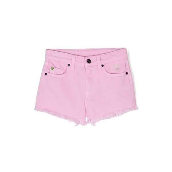 embroidered-logo frayed-hem shorts