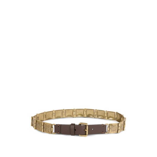 engraved-metal leather belt