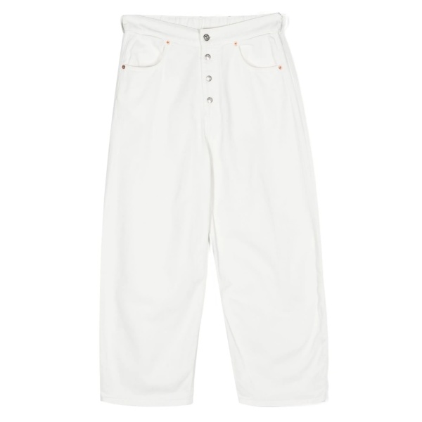 exposed-buttons straight leg jeans