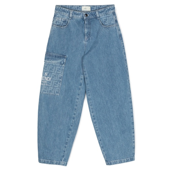 FF-print wide-leg jeans
