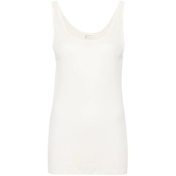 fine-ribbed semi-sheer tank top