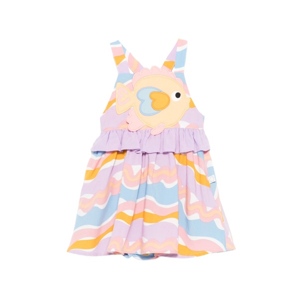 fish appliqué ruffled dress