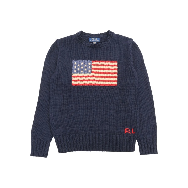 flag-intarsia cotton sweater