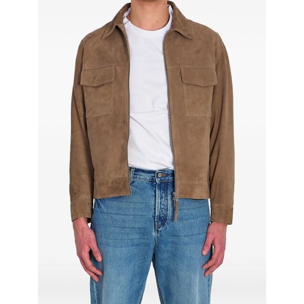 flap-pocket kale suede jacket