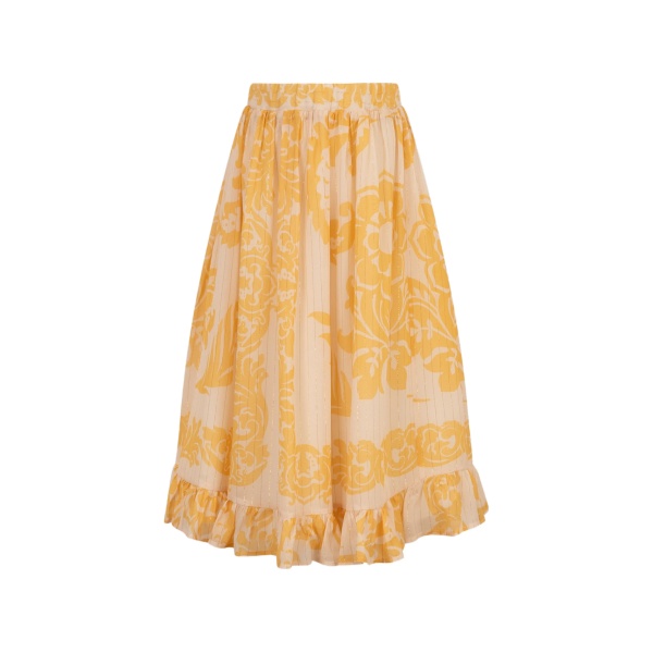 floral-detail ruffled skirt