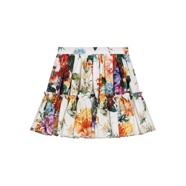 floral-print cotton skirt