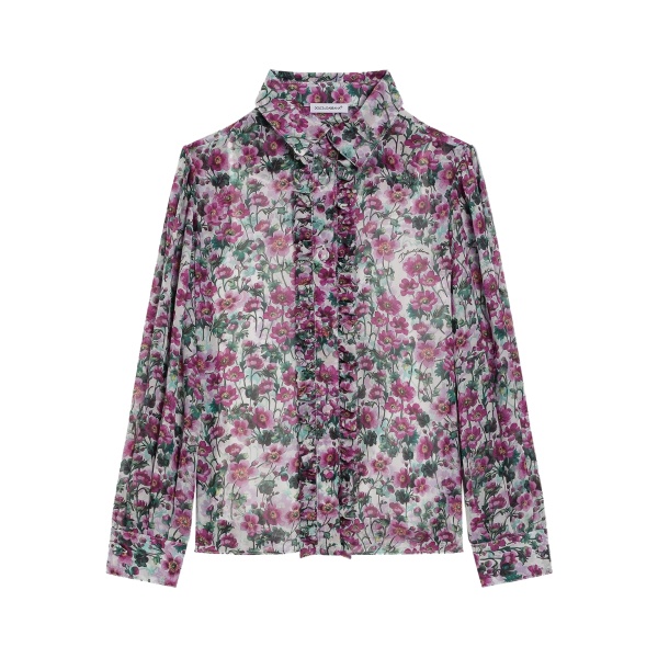 floral-print ruffled blouse
