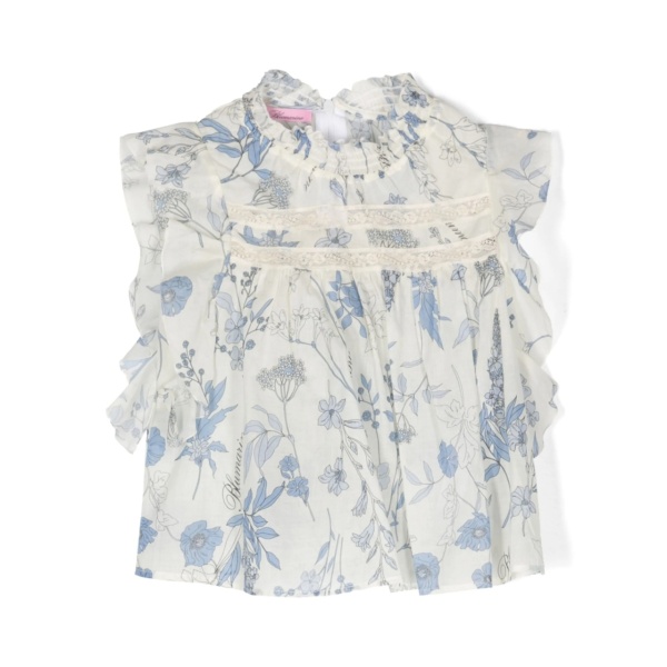 floral-print ruffled blouse