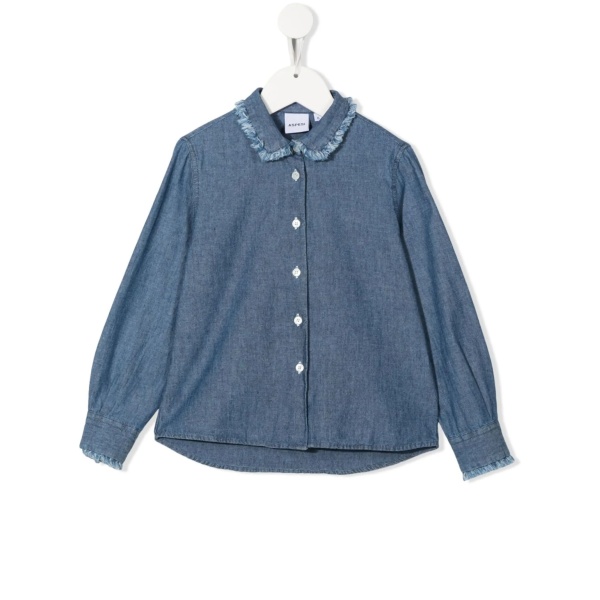 frayed-trim buttoned denim shirt