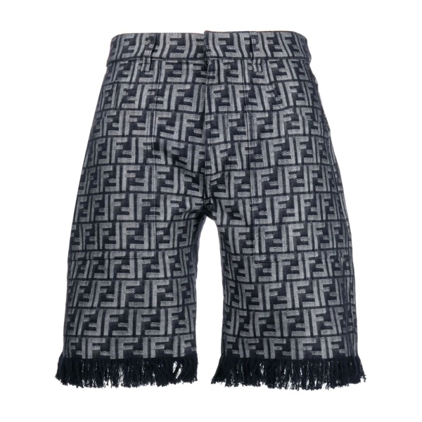 fringed monogram bermuda shorts