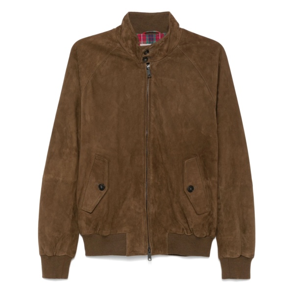 G9 Harrington panelled suede jacket