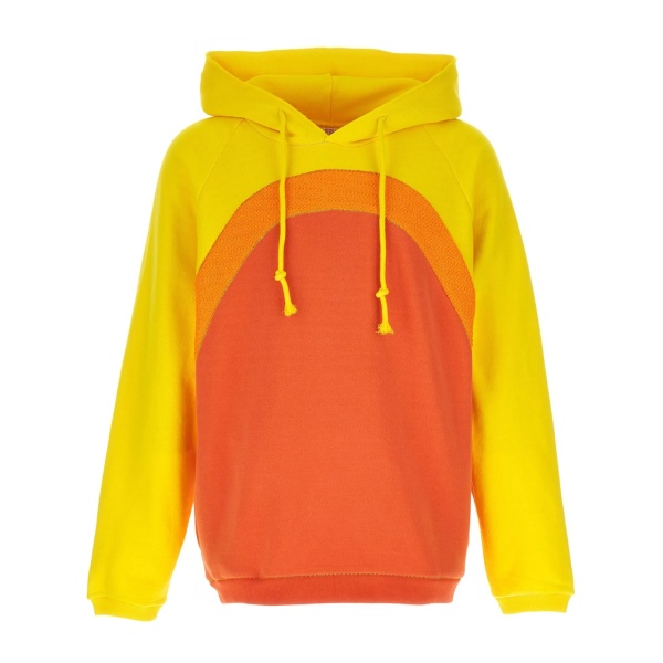 gradient-effect panelled cotton hoodie