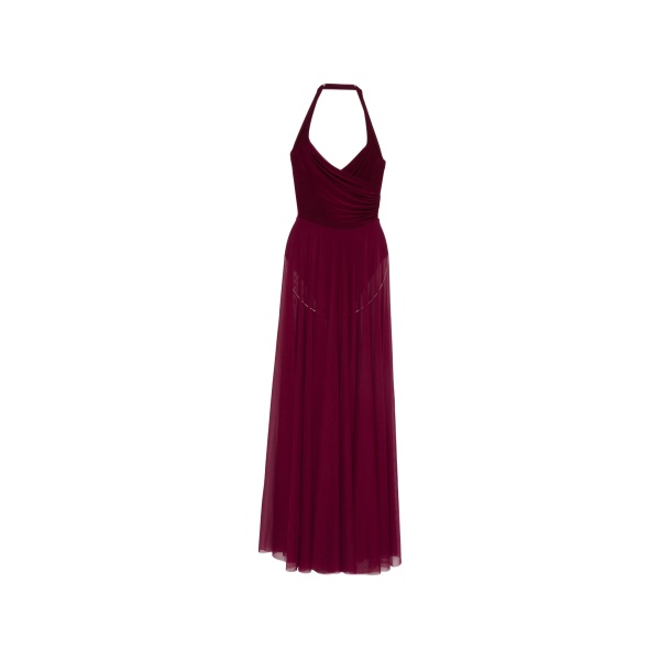 halter draped maxi dress