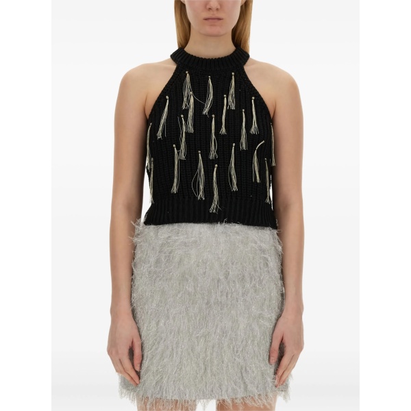 halter-neck tassel top