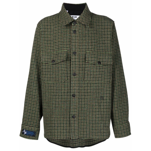 herringbone check-pattern shirt