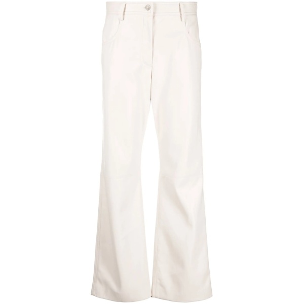 high-waisted faux-leather trousers