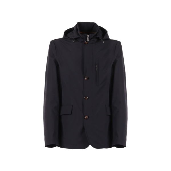 hooded buttoned jacket