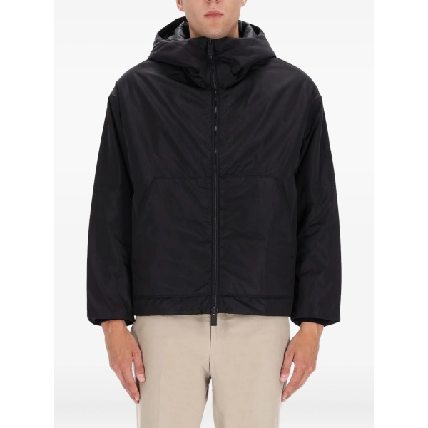 hooded zip-fastening jacket
