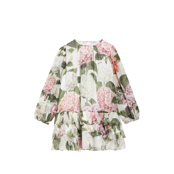 hydrangea-print chiffon dress