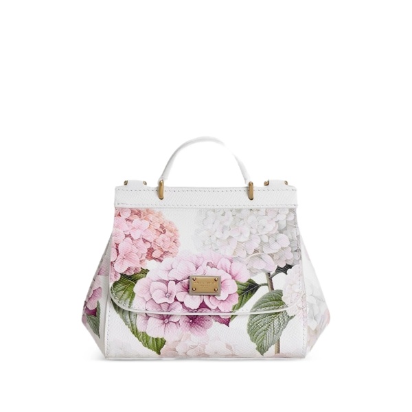 Hydrangeas-print Dauphine calfskin Sicily handbag