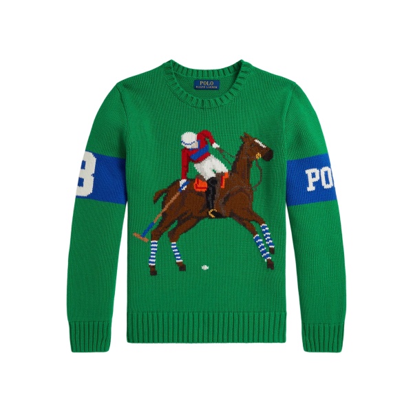 intarsia-knit equestrian-motif sweater