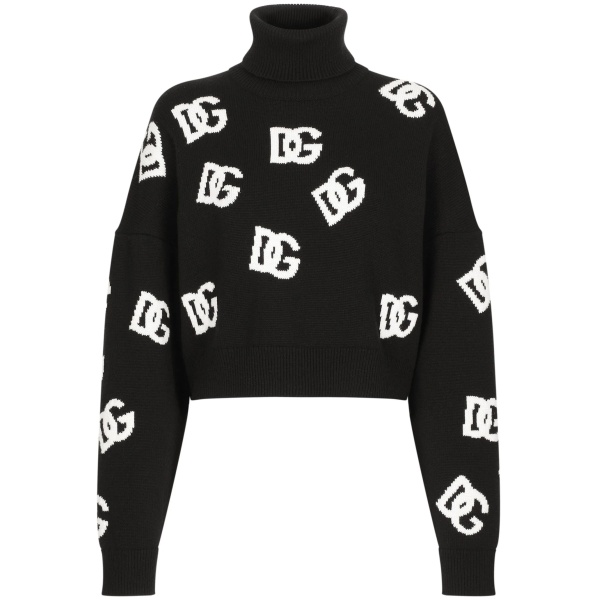 intarsia-knit logo virgin wool jumper
