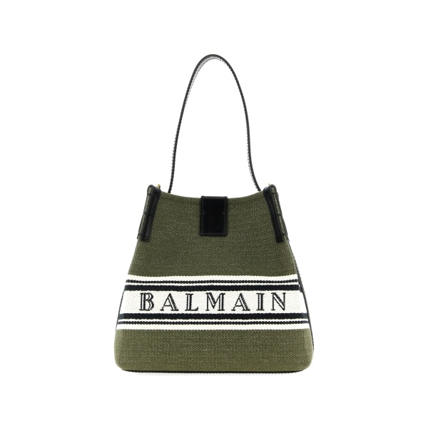 intarsia logo canvas bucket bag
