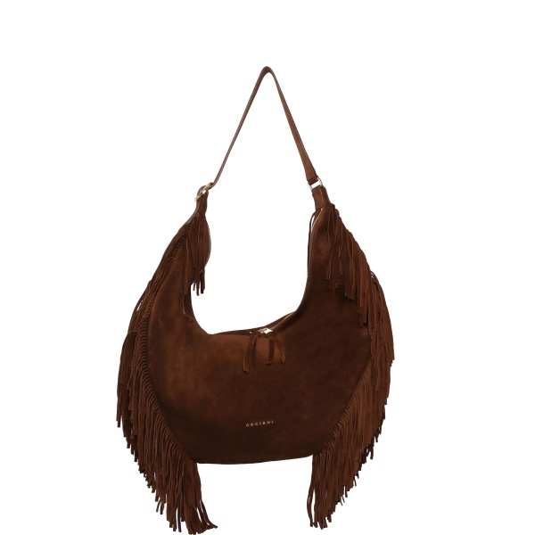 Isola Peach fringed leather shoulder bag