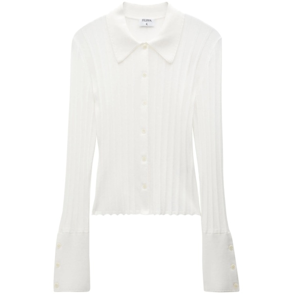 knitted flared-cuff shirt