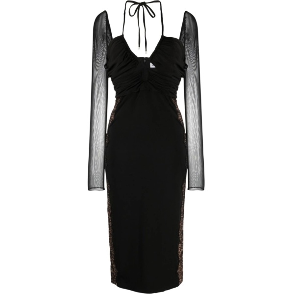 lace-trim midi dress