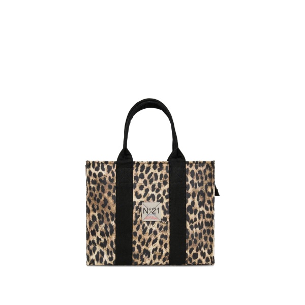 leopard-print top-handle tote bag