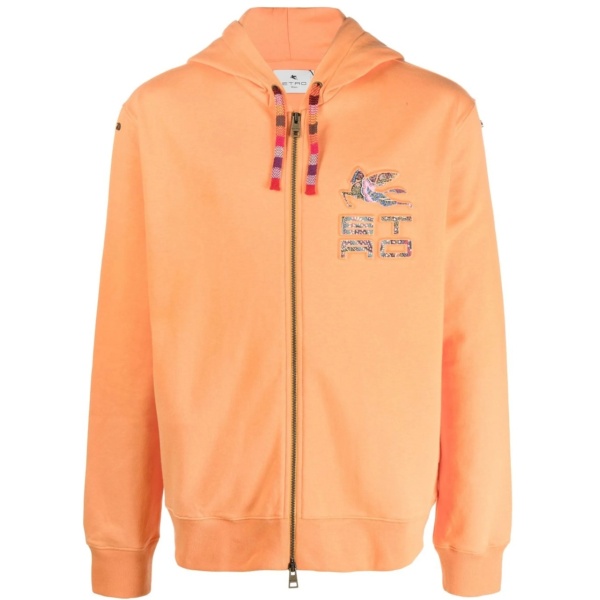 logo-debossed zip-up hoodie