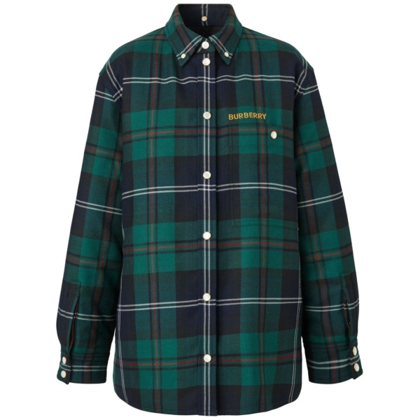 logo-embroidered check overshirt