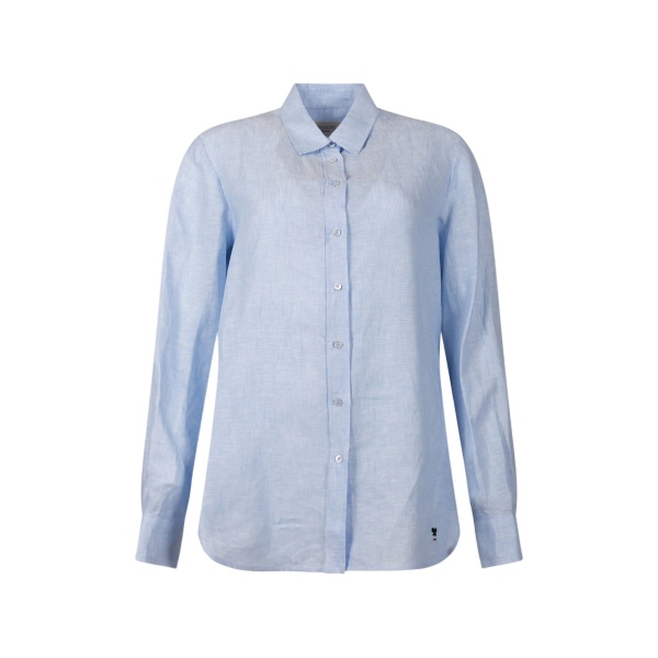 logo-embroidered linen shirt