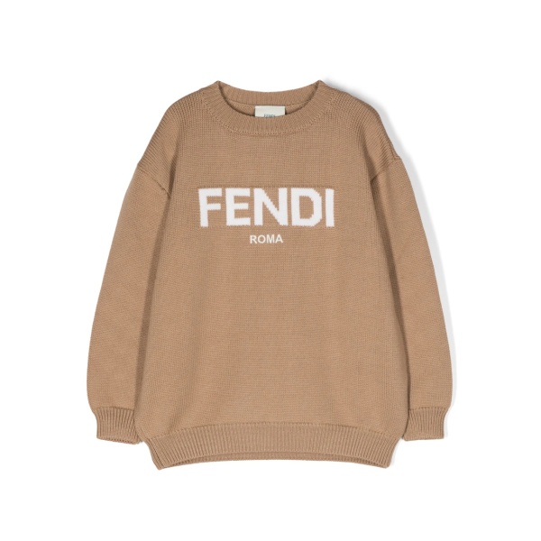 logo-intarsia wool jumper
