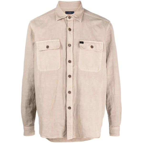 logo-patch button-up shirt
