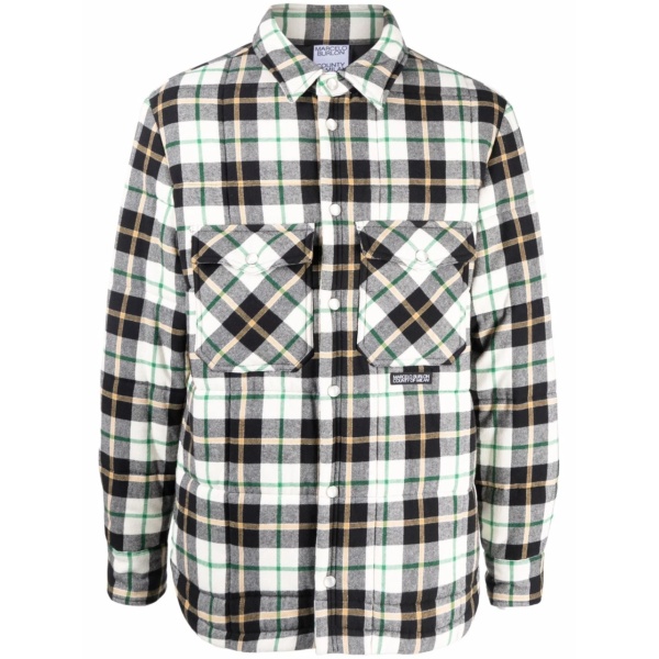 logo-patch plaid shirt