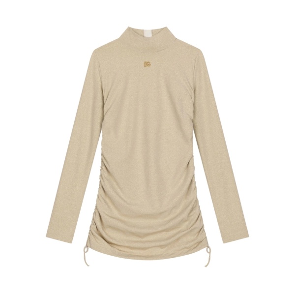 logo-plaque ruched dress