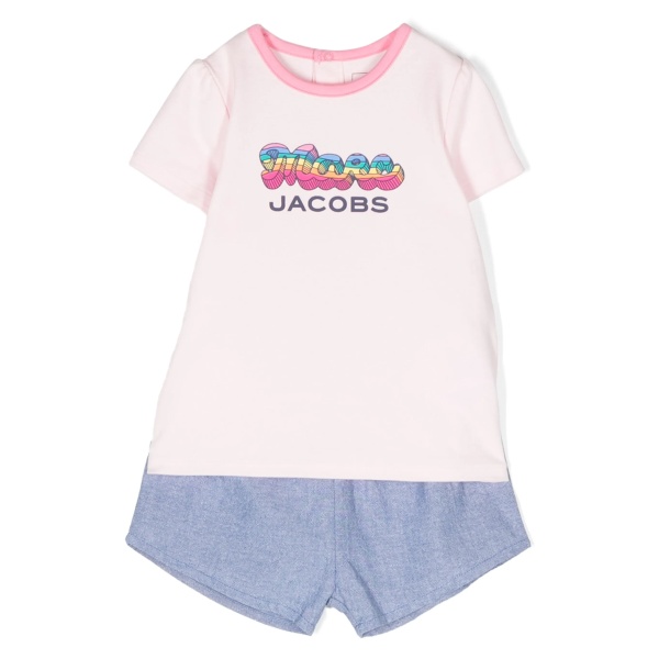 logo-print cotton shorts set