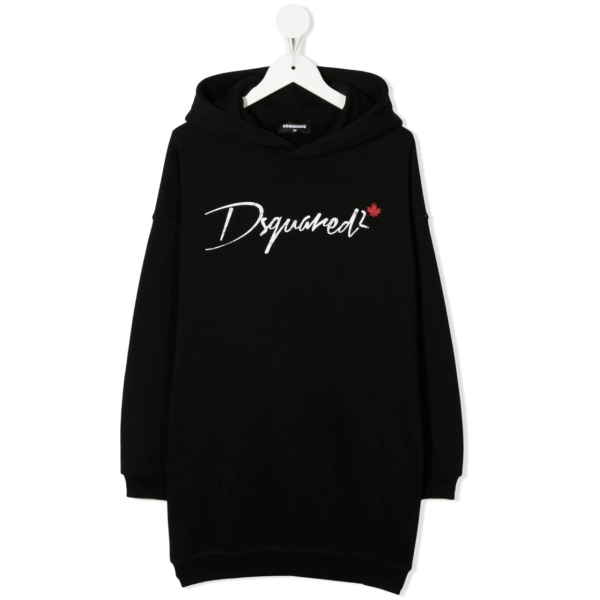 logo-print hooded dress