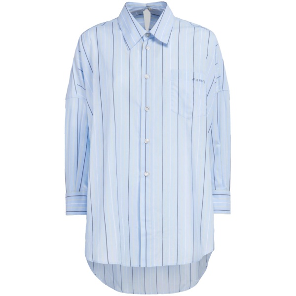 long-length striped cotton shirt