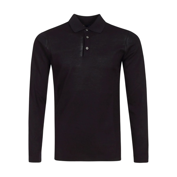 long-sleeve three-button polo shirt